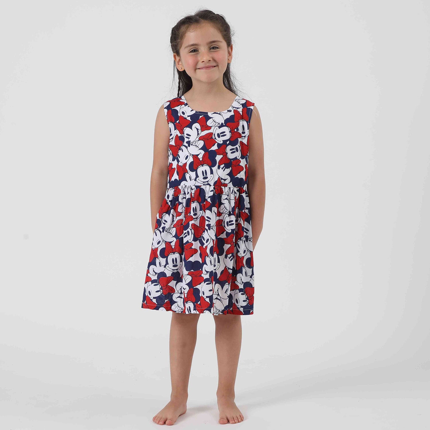 Vestido Niña Minnie Full Print Blanco Disney